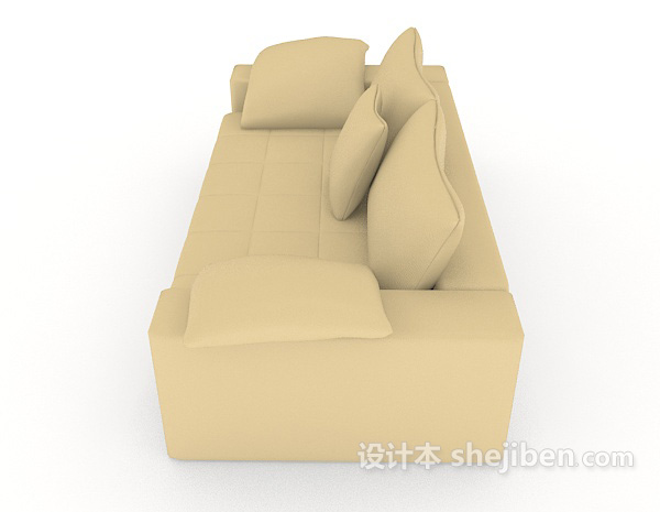 设计本黄色简约家居双人沙发3d模型下载