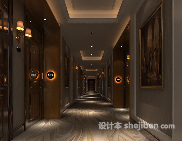 高级酒店走廊模型