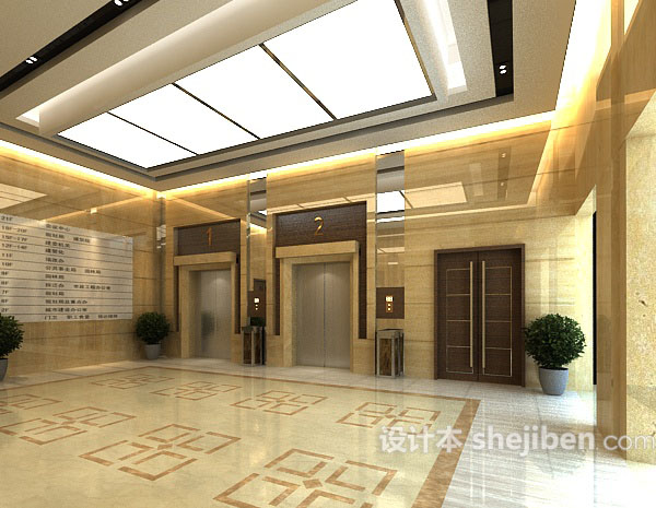 大厦电梯厅3d模型下载
