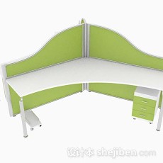 绿色简约办公桌3d模型下载