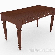 欧式木质书桌3d模型下载