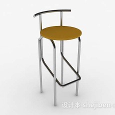 现代金属黄色吧台椅3d模型下载