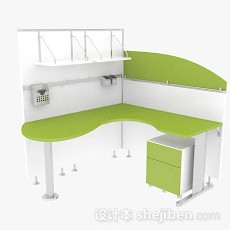 绿色清新简约办公桌3d模型下载