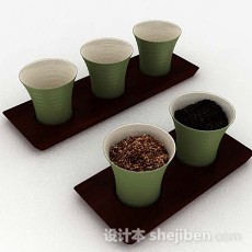 绿色简单茶具3d模型下载