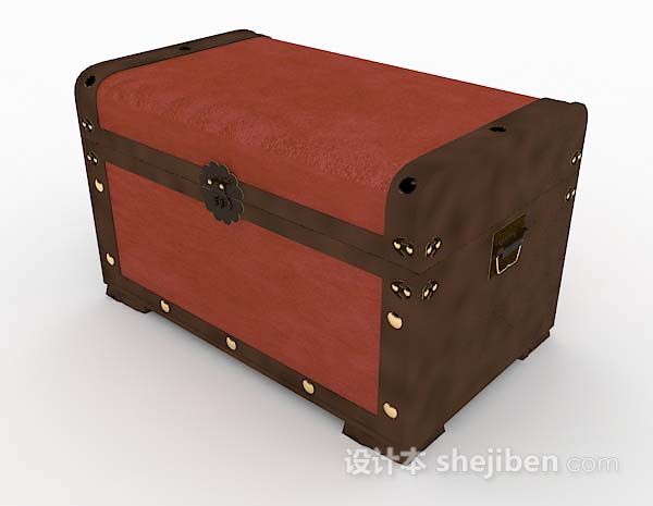 现代风格红棕色箱子3d模型下载