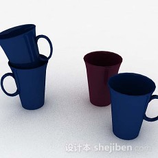 蓝色饮水杯子3d模型下载
