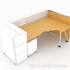 现代简约黄色办公桌椅3d模型下载
