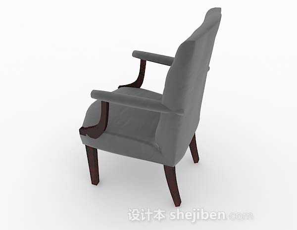 设计本欧式简约灰色单人沙发椅3d模型下载