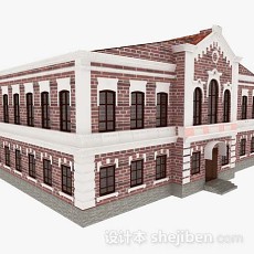 欧式红砖小楼3d模型下载