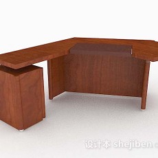 简单棕色木质办公桌3d模型下载