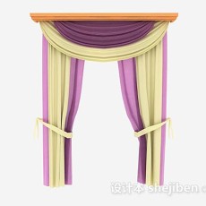 紫黄色窗帘3d模型下载
