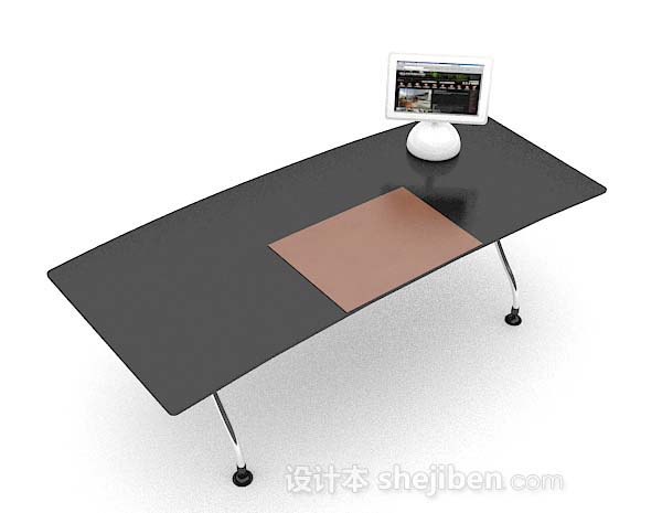 现代简约黑色书桌3d模型下载