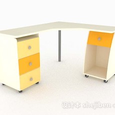 现代简约黄色书桌3d模型下载
