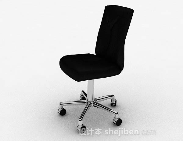 黑色轮滑式简单椅子3d模型下载