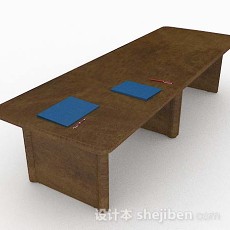 简单木质棕色办公桌3d模型下载