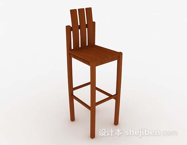 简单木质棕色吧台椅