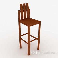 简单木质棕色吧台椅3d模型下载