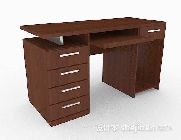 棕色木质电脑书桌