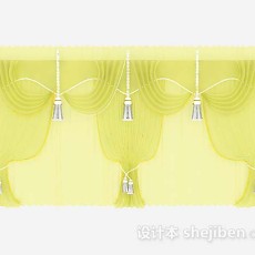 黄色纱质窗帘3d模型下载
