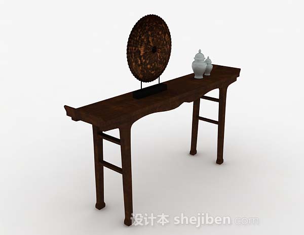 中式棕色木质摆桌3d模型下载
