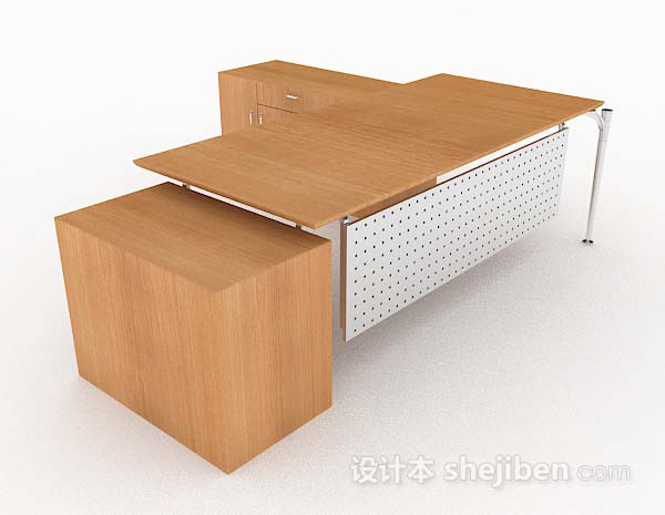 免费黄色木质办公桌子3d模型下载