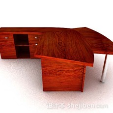 红棕色个性木质书桌3d模型下载