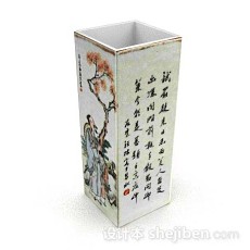 中式方形瓷器3d模型下载
