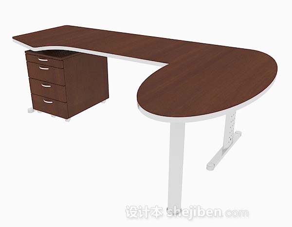 现代棕色木质办公桌子