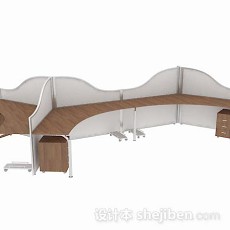 多人木质办公桌3d模型下载