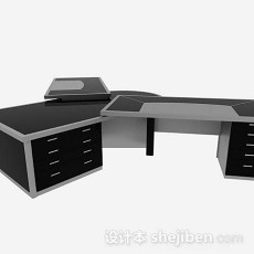现代黑灰色办公桌3d模型下载