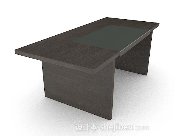 深棕色实木办公桌