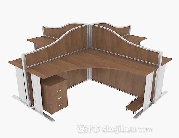 木质棕色多人办公桌