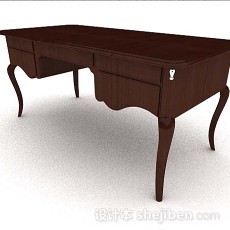 欧式简约木质书桌3d模型下载