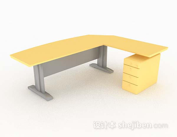 黄色简单办公桌