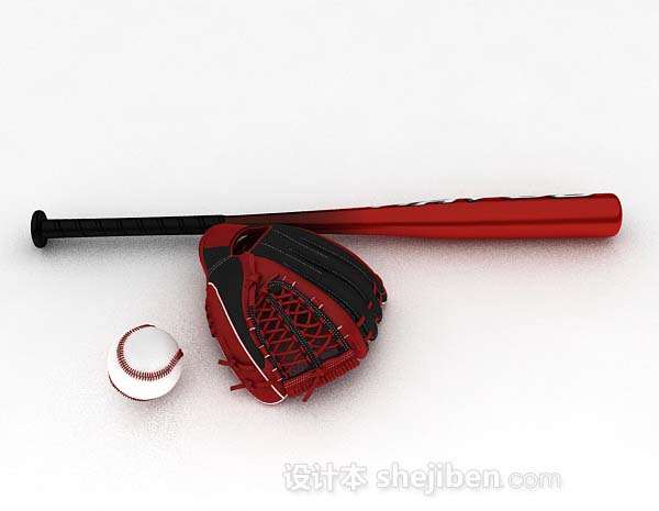 设计本红色棒球套装3d模型下载