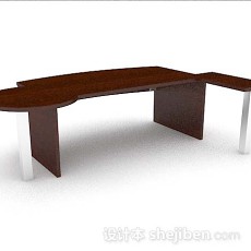 木质简单长办公桌3d模型下载