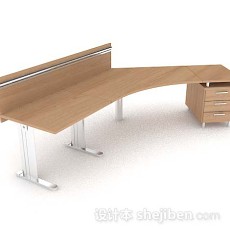 黄色木质办公桌3d模型下载