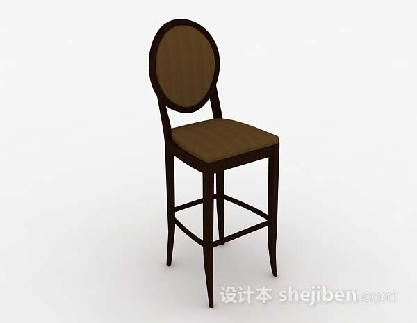 木质棕色高脚休闲椅3d模型下载
