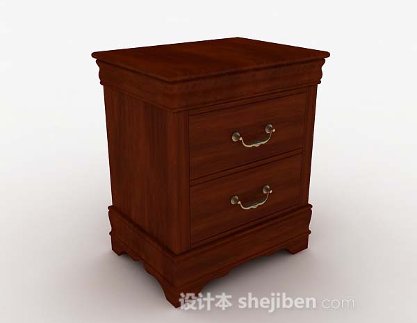 欧式棕色床头柜3d模型下载
