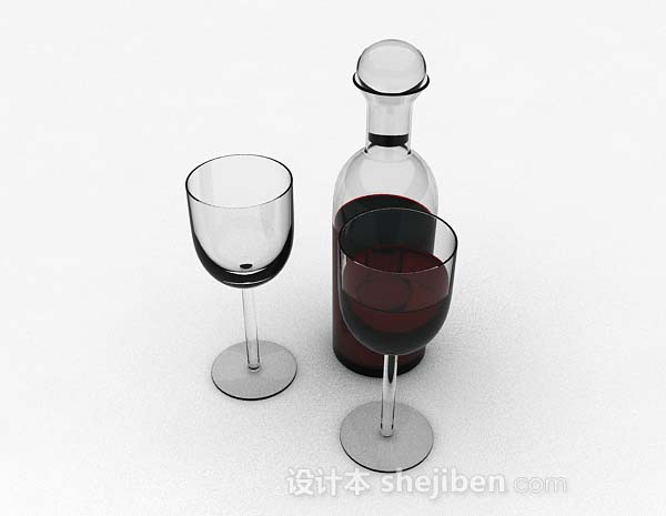 现代风格红酒玻璃套装3d模型下载