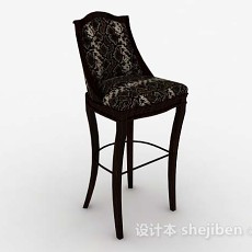 个性棕色木质高脚椅3d模型下载
