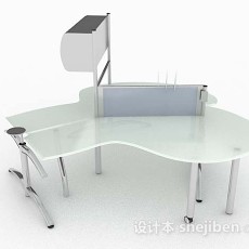 现代简约绿色办公桌3d模型下载