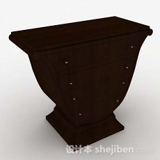 深棕色木质柜子3d模型下载