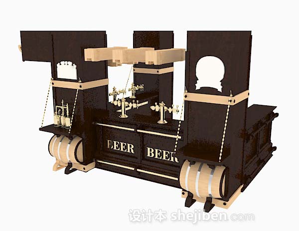 免费啤酒售卖台3d模型下载