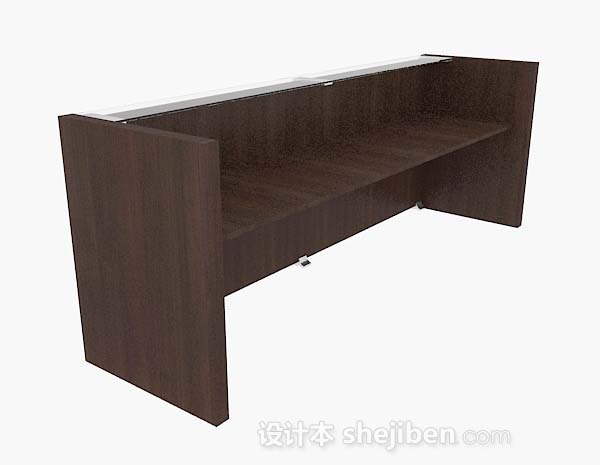 深棕色木质长办公桌