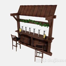 木质棕色啤酒吧台3d模型下载
