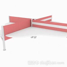 粉色四人座办公桌3d模型下载