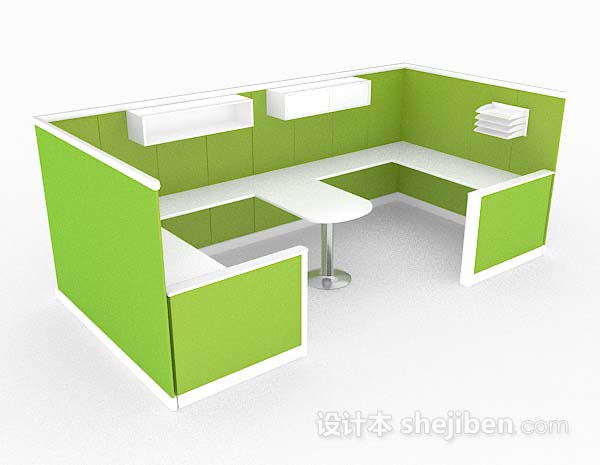 绿色双人办公桌子