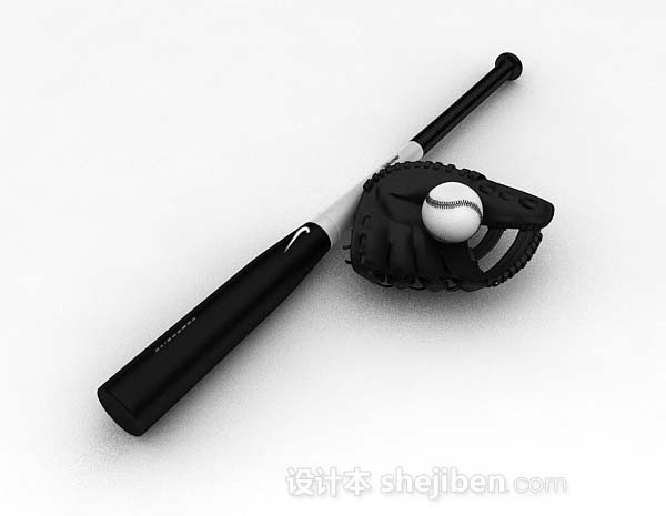 免费黑白棒球套装3d模型下载