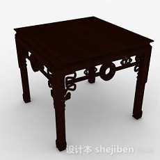 中式棕色方形桌3d模型下载